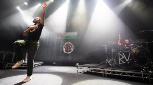 Bob Vylan onstage during a concert at Vicar Street in Dublin, Ireland, Nov. 26, 2025.