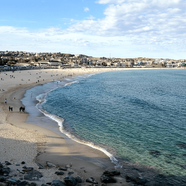 Bondi is one of several beaches nestled in coves along the southeastern shore of Sydney.