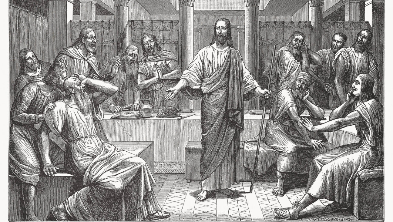 The resurrected Jesus appears to his disciples in a wood engraving after a drawing by Karl Jauslin by Ellen G. White, published by the Internationale Traktatgesellschaft ca. 1890.