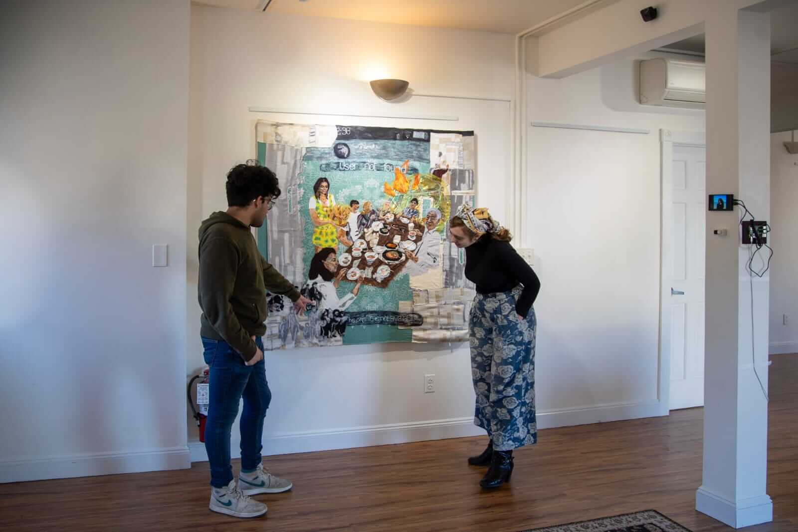 Hannah Finkelshteyn and Aakef Khan at the exhibition.