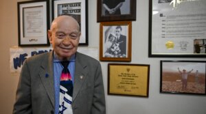 Holocaust survivor Sami Steigmann is photographed in his home on December 9, 2024 in New York. 