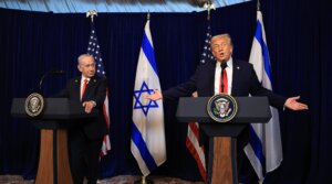 President Donald Trump holds a press conference with Israeli Prime Minister Benjamin Netanyahu at his Mar-a-Lago club on Dec. 29, 2025 in Palm Beach, Florida.