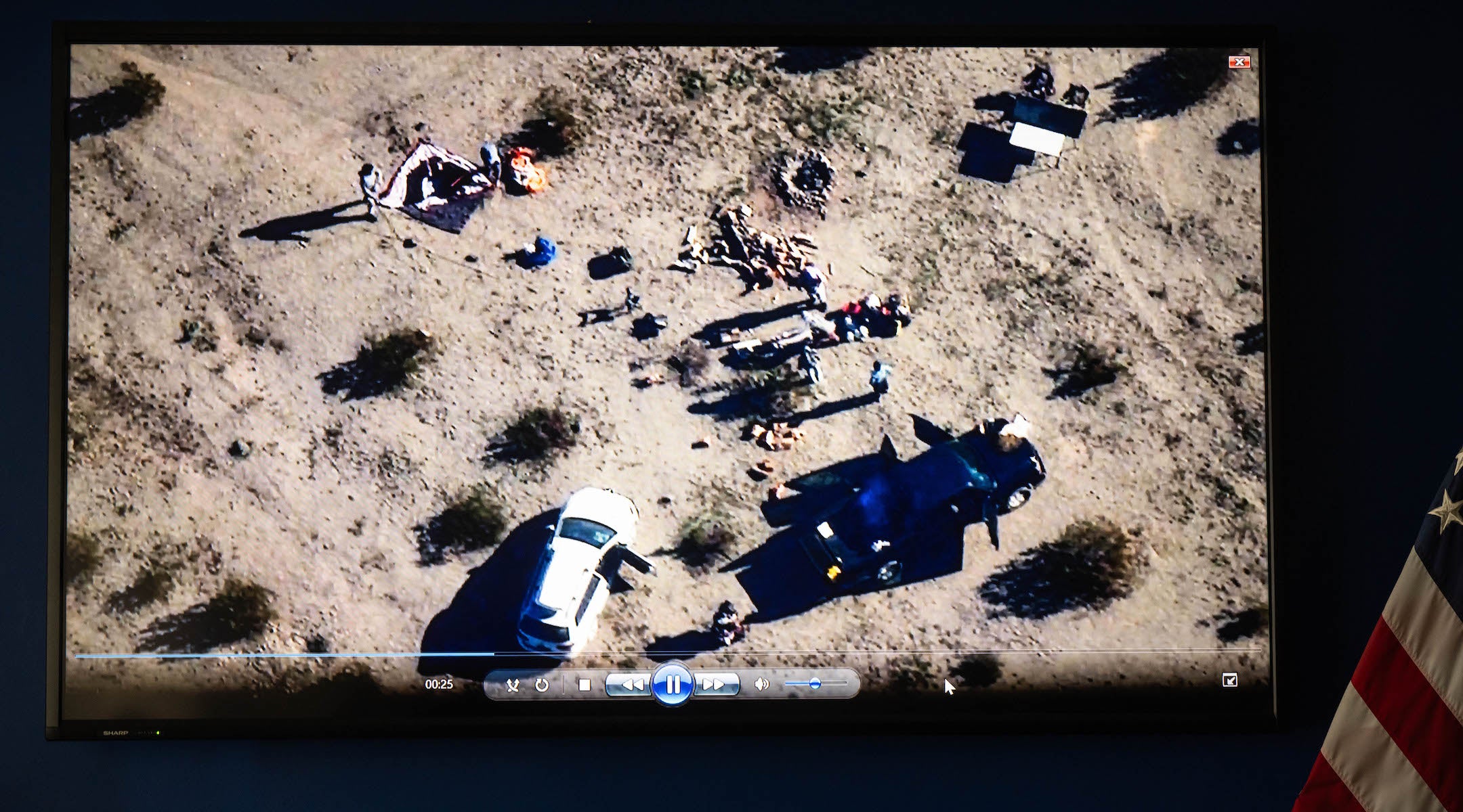 The FBI released a video they say of people in the desert preparing to test explosives as they announce the arrest of alleged members of an extremist group that are suspected of planning bombing attacks in Southern California on New Year’s Eve in Los Angeles on Monday, December 15, 2025.