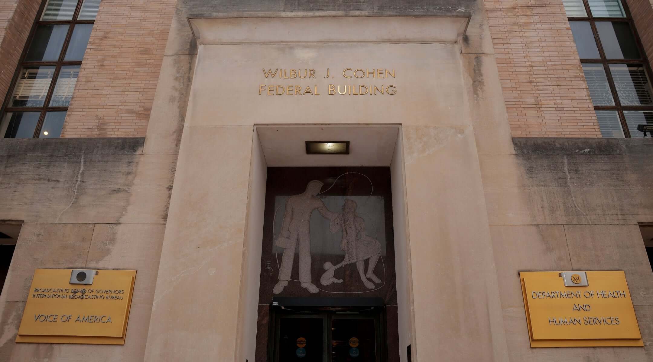 The Wilbur J. Cohen Federal Building, set for sale and likely demolition, houses murals by multiple Jewish artists.(Heather Diehl/Getty Images)