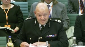 Screen grab taken from Parliament TV of chief constable of West Midlands Police Craig Guildford giving evidence to the Home Affairs Committee on football policing. 