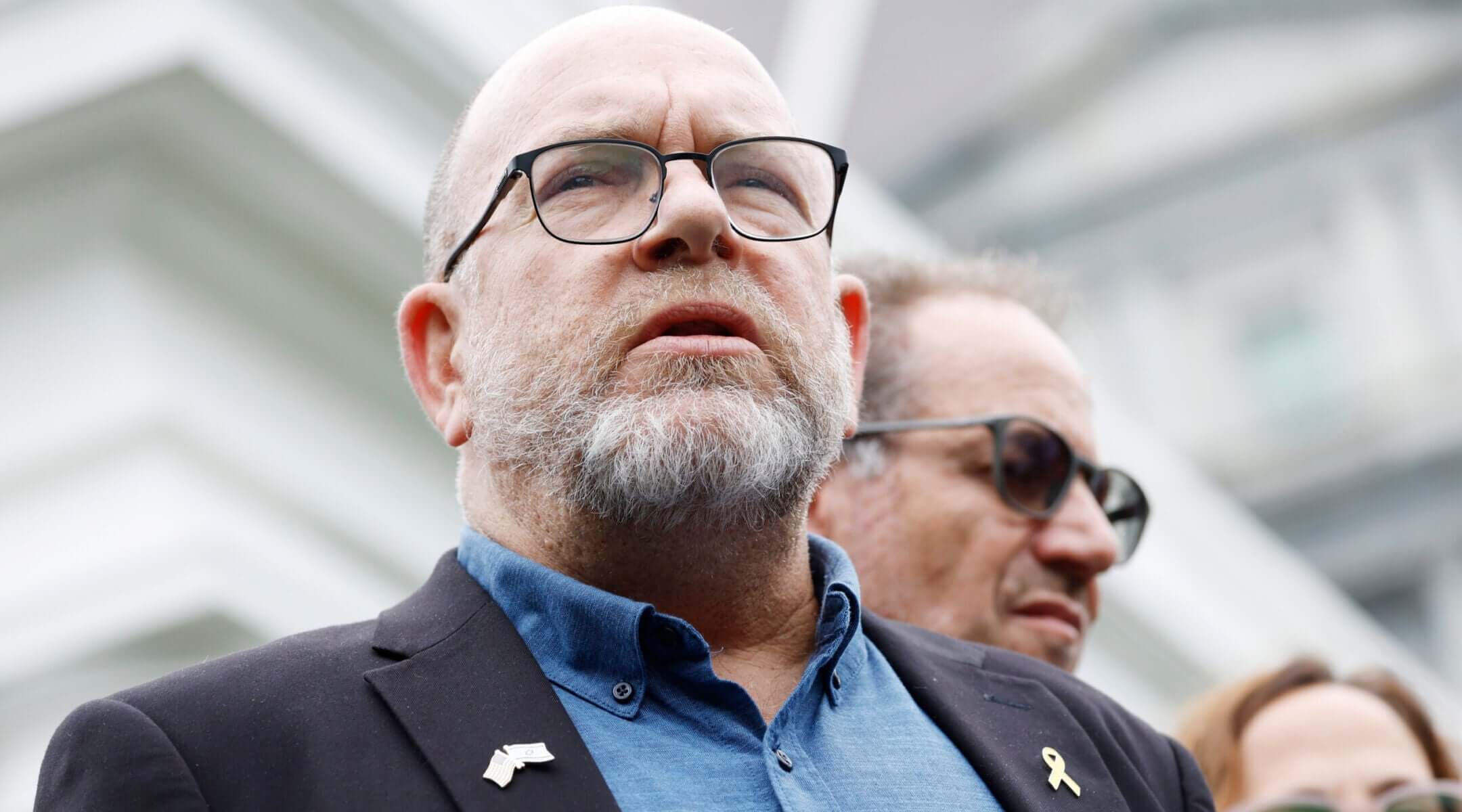 Jonathan Dekel-Chen, the father of Sagui Dekel-Chen, speaks to reporters after he and other family members of American hostages being held by Hamas participated in a meeting with U.S. President Joe Biden and Israeli Prime Minister Benjamin Netanyahu at the White House, July 25, 2024. (Anna Moneymaker/Getty Images)