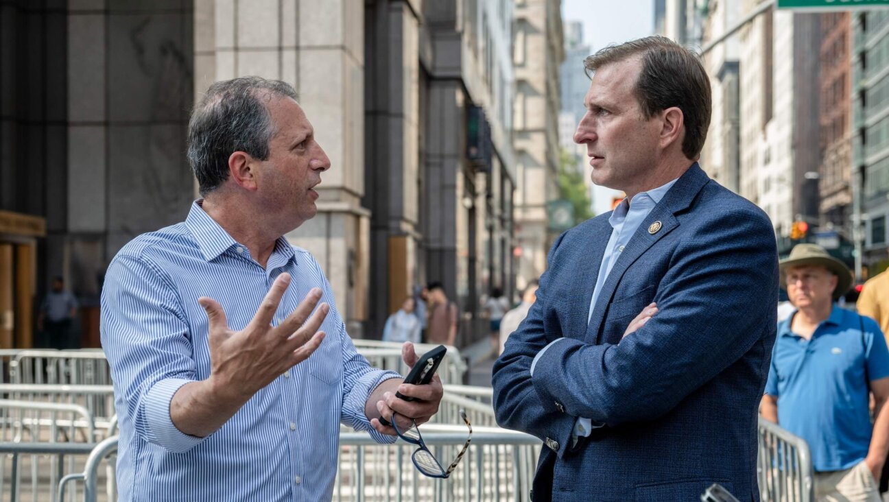 R to L:  Rep. Dan Goldman (D-NY) and
Brad Lander, the former New York City comptroller, on Aug. 7, 2025. 