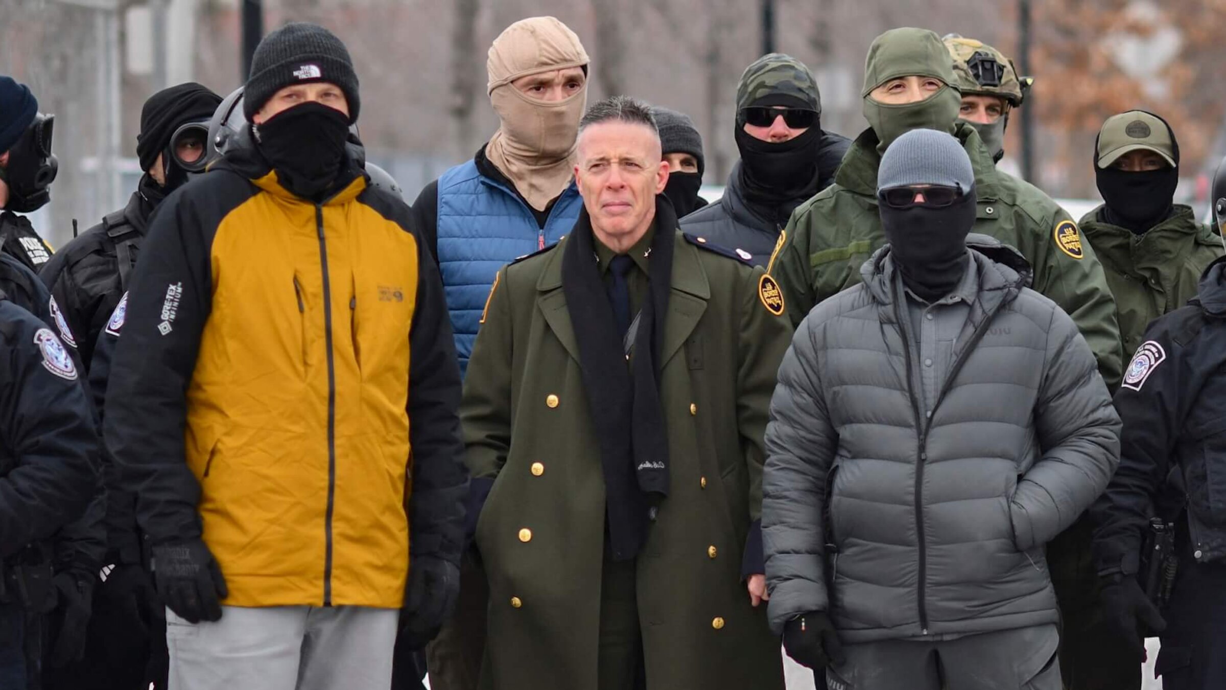 US Customs and Border Protection Commander Gregory Bovino (center) on Jan. 15.