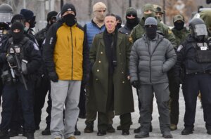 US Customs and Border Protection Commander Gregory Bovino (center) on Jan. 15.