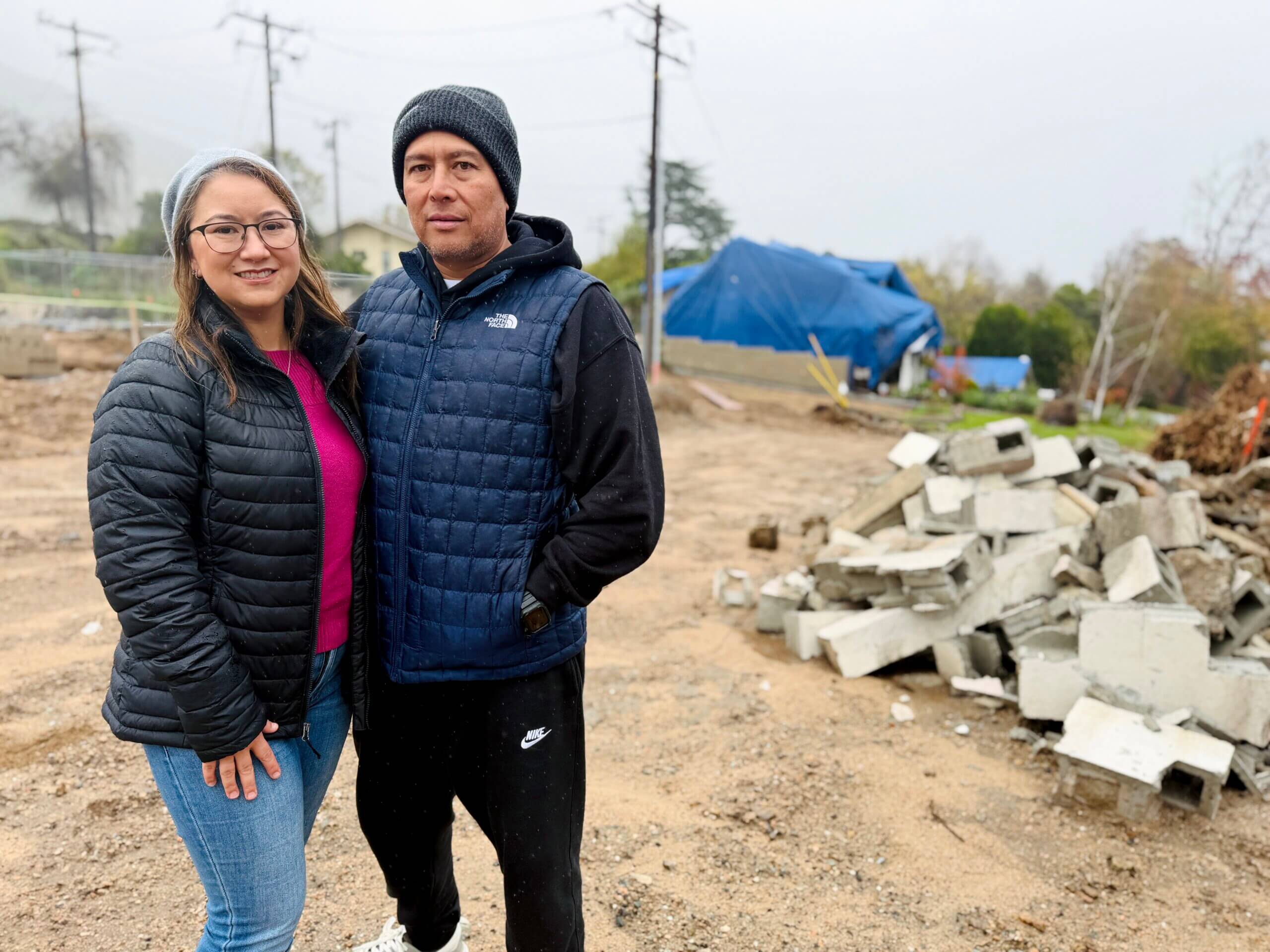 Heather Sandoval Feng and Oscar Sandoval, members of the Pasadena Jewish Temple and Center, lost their home in the Jan. 2025 wildfire.