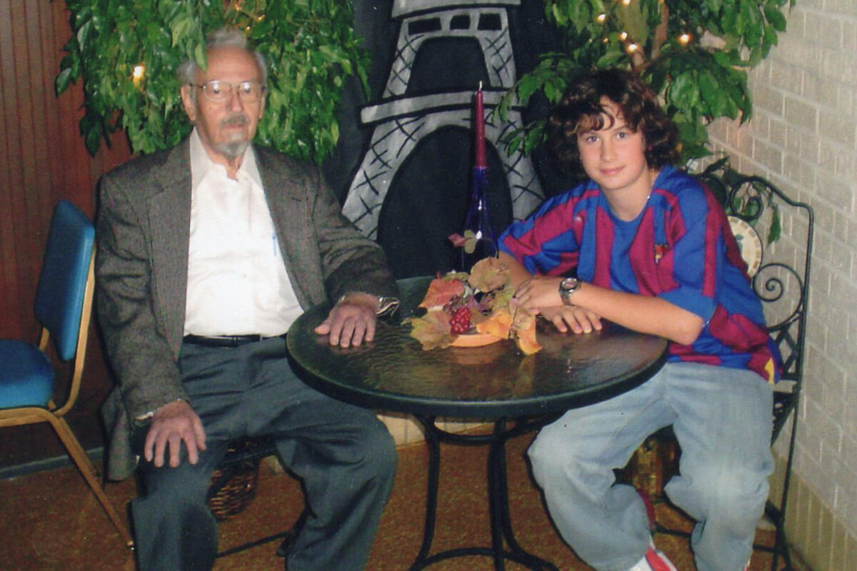 Joseph Metz, right, with his grandfather Gilbert, at his bar mitzvah festivities.