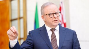 Australia’s Prime Minister Anthony Albanese speaks to the media at Parliament House on December 19, 2025 in Canberra, Australia. 