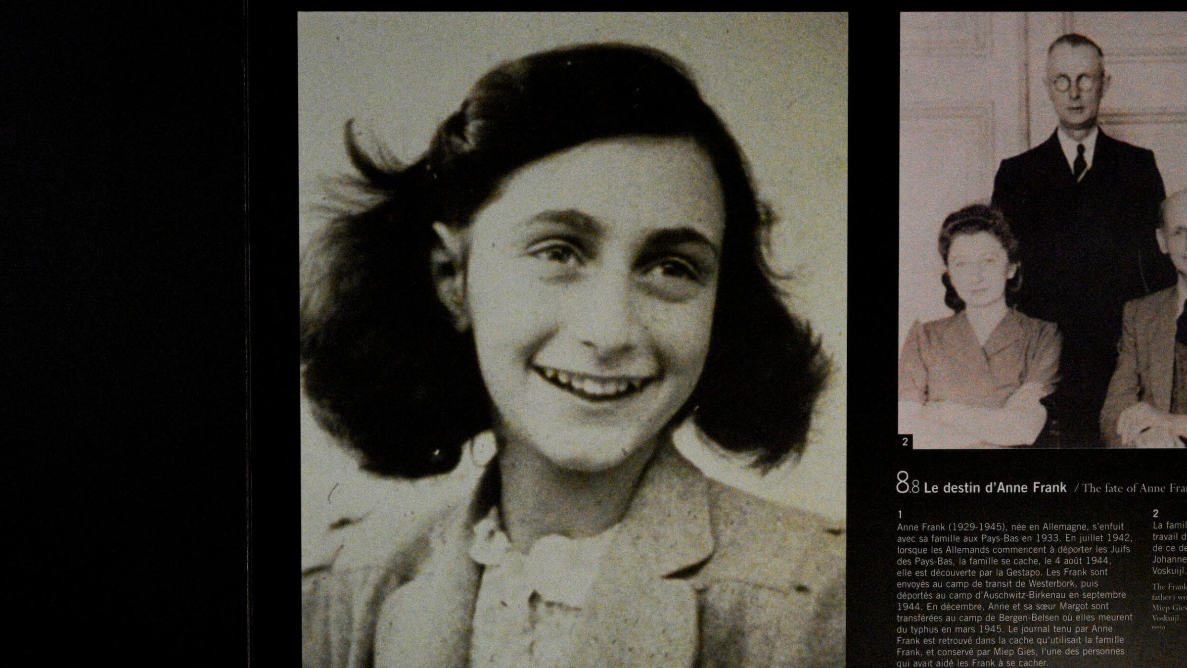 A picture of Anne Frank at the Paris Shoah Memorial on Oct. 6, 2025.