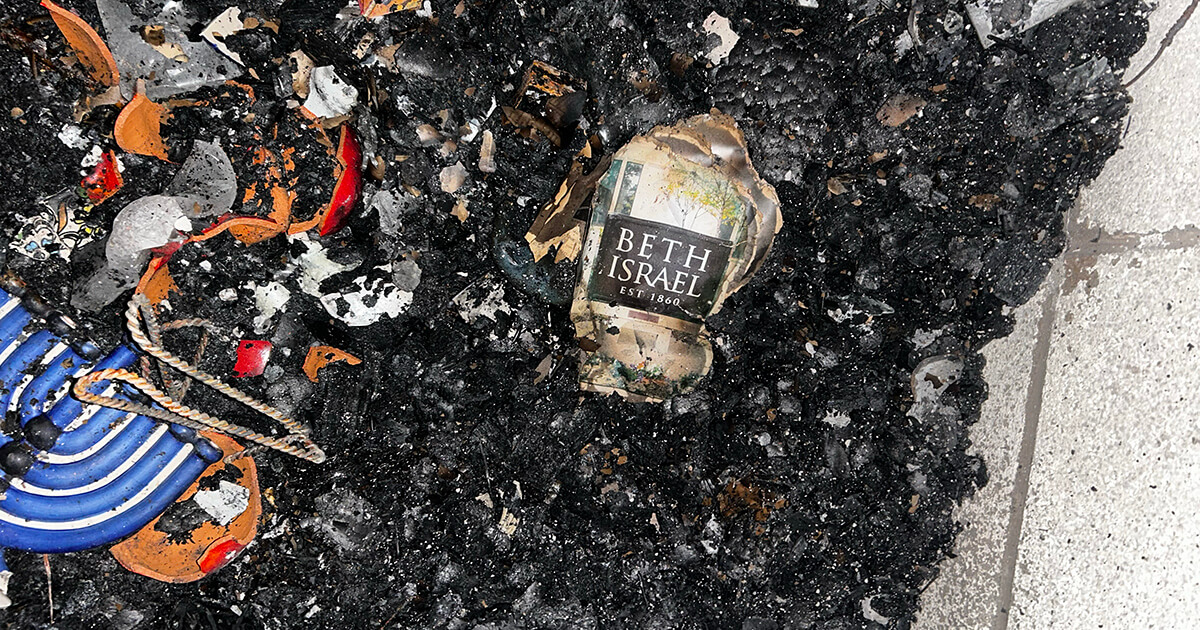 Soot and smoke damaged the entire building of Beth Israel Congregation in Jackson, Mississippi.