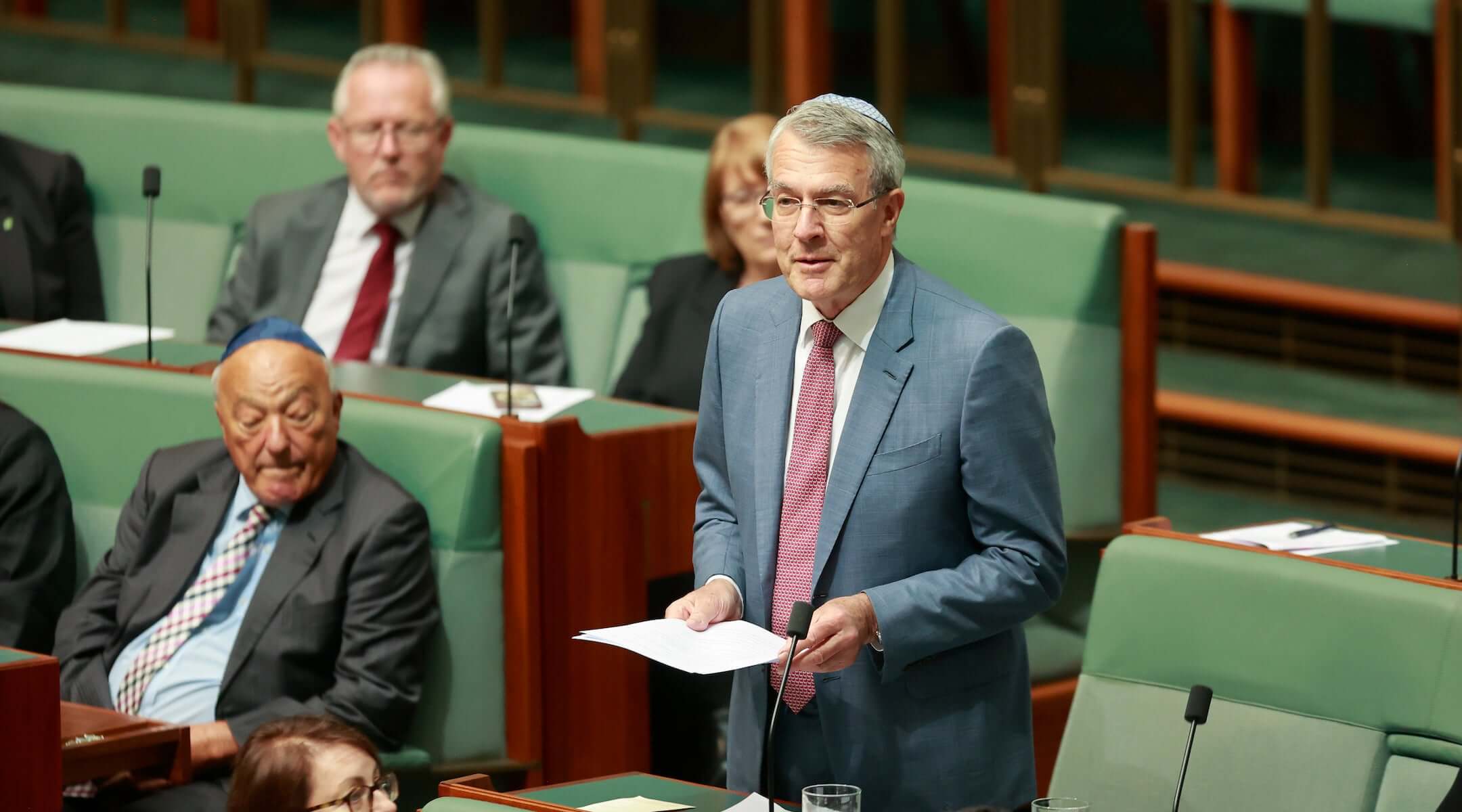 Mark Dreyfus speaks in Parliament House on Jan. 19, 2026 in Canberra, Australia. Prime Minister Anthony Albanese recalled parliament early, with a number of key pieces of legislation on the agenda, including the tightening of gun control laws.