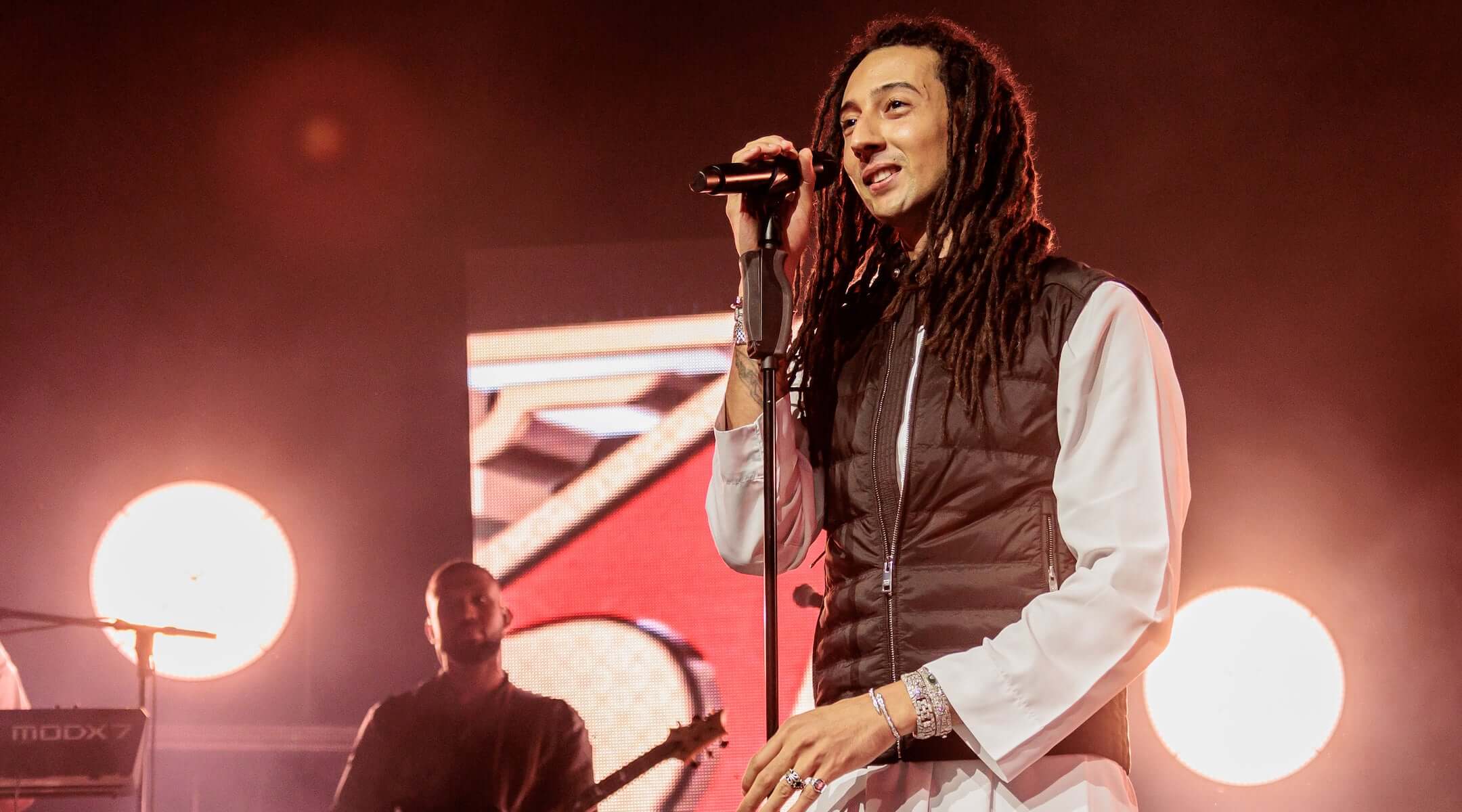 Ghali performs for Dystinct at Fabrique on Nov. 3, 2025 in Milan, Italy. (Sergione Infuso/Corbis via Getty Images)