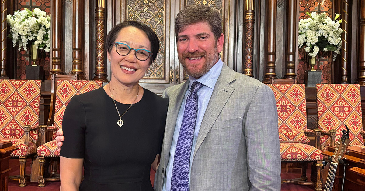 Rabbi Angela Buchdahl of Central Synagogue and Zach Shemper, the president of Beth Israel Congregation in Jackson, Mississippi.