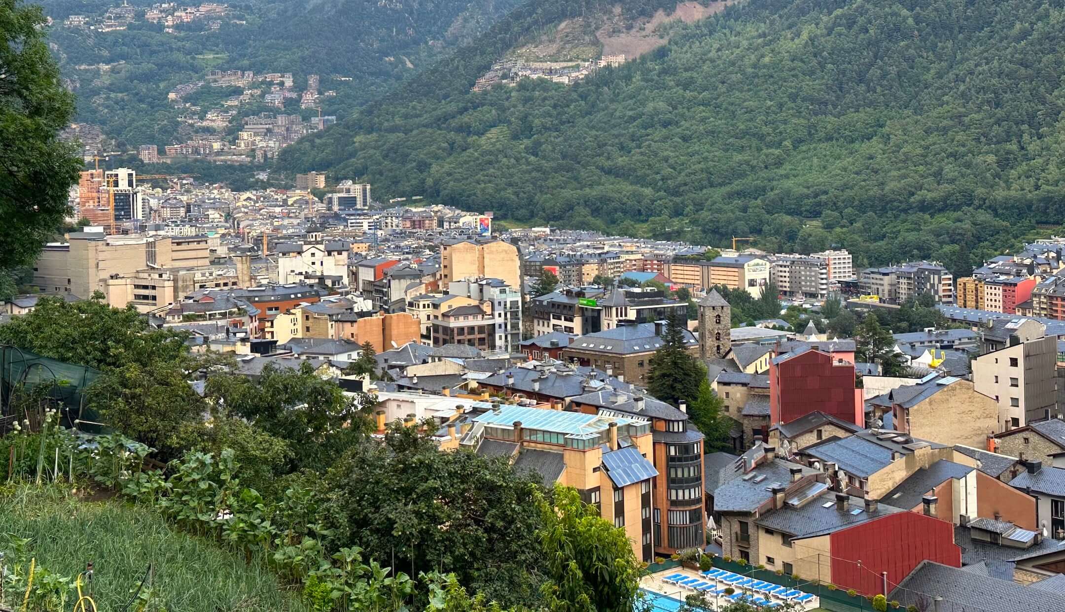 Panoramic view of Andorra La Vella, capital of the Principality of Andorra, from a hiking trail in the Pyrenees. (Larry Luxner)