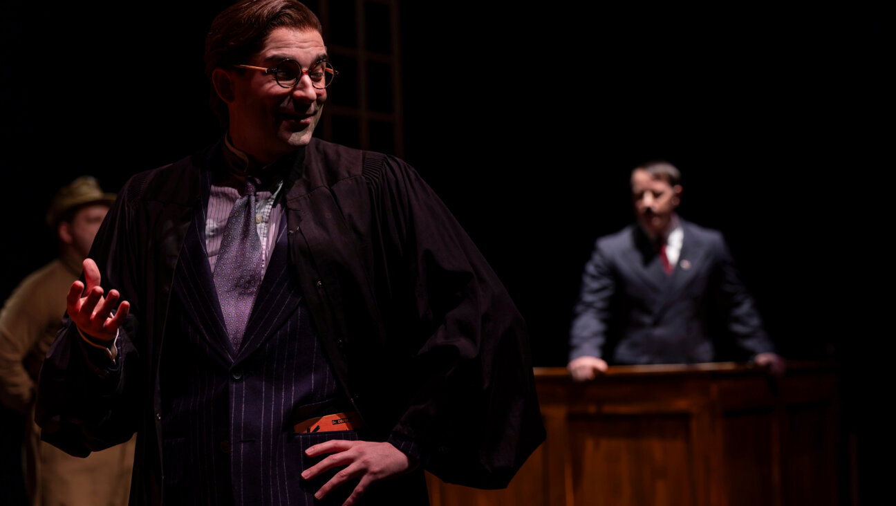 Daniel Yaiullo as Hans Litten and Zack Calhoon as Hitler in <i>The Jew Who Cross-Examined Hitler</i>.