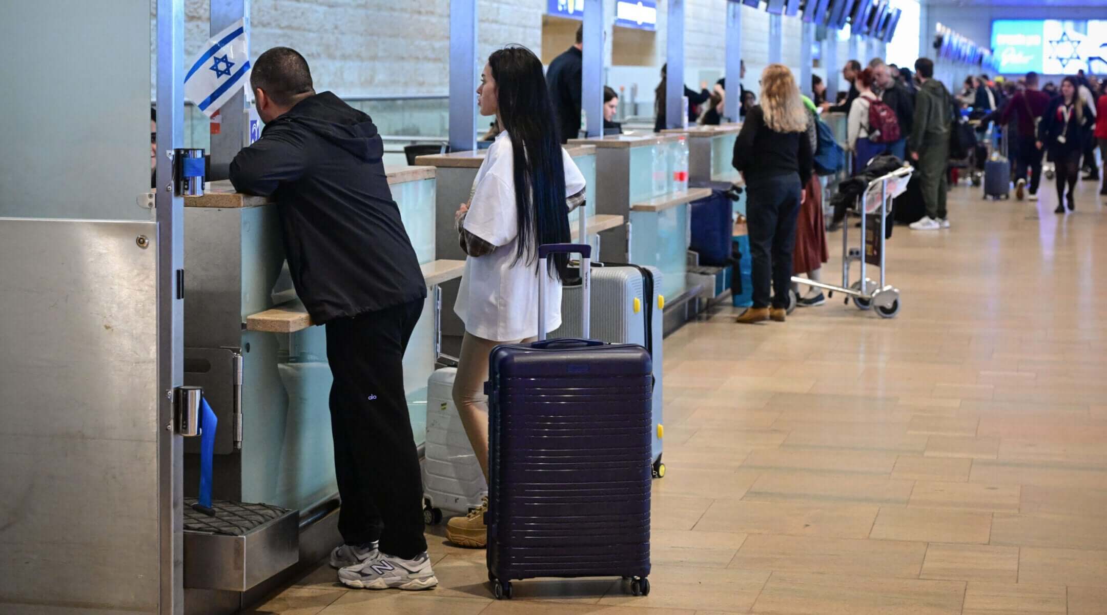 Passengers at Ben Gurion International airport near Tel Aviv, Feb. 26, 2026. 