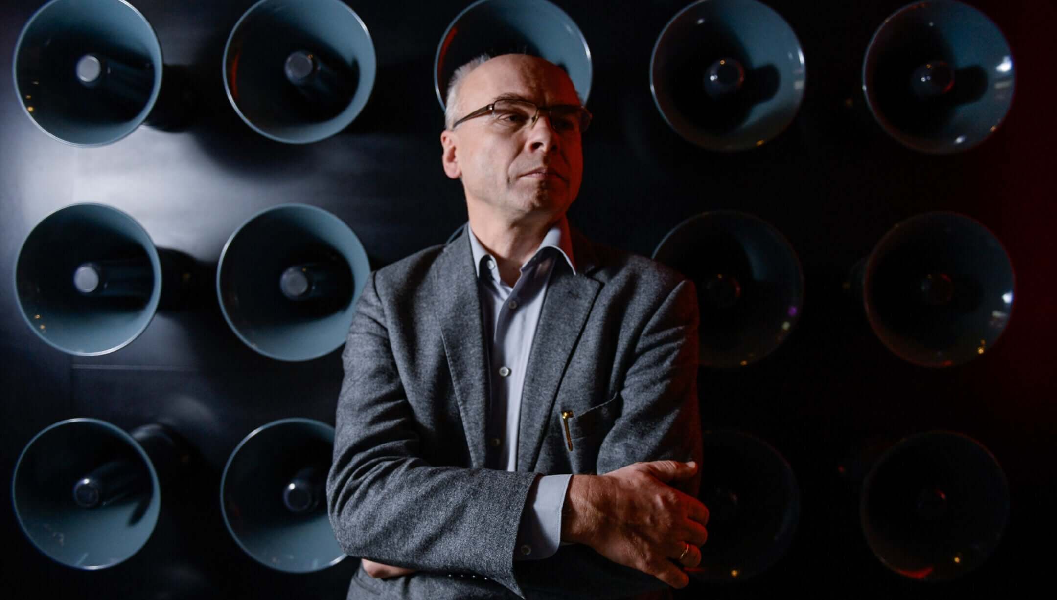 Dariusz Stola stands inside an exhibit about the antisemitic persecution of Polish Jews in 1968, Feb. 19, 2020.
