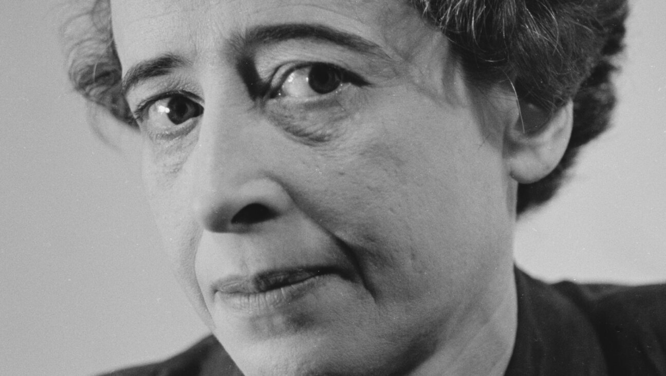 Portrait of German-born American political theorist and author Hannah Arendt, 1949.