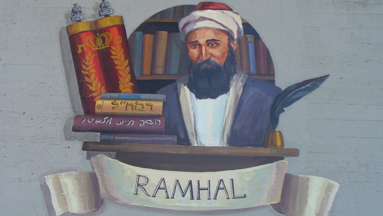 Rabbi Moshe Chaim Luzzatto, also known as the Ramchal, is depicted in a wall painting in Acre, Israel.