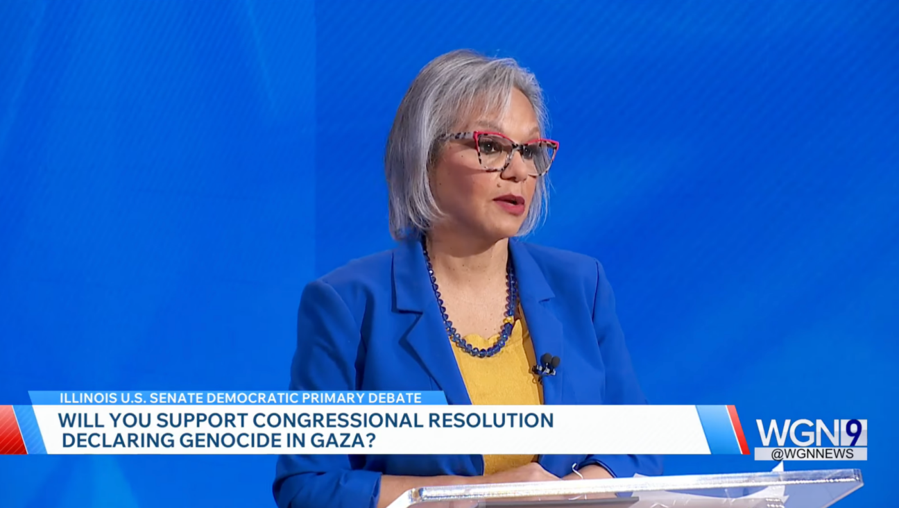 “Every candidate on stage tonight had the opportunity to condemn genocide in Gaza,” Rep. Robin Kelly wrote after the debate. “I’m the only one who did.”