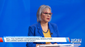 “Every candidate on stage tonight had the opportunity to condemn genocide in Gaza,” Rep. Robin Kelly wrote after the debate. “I’m the only one who did.”