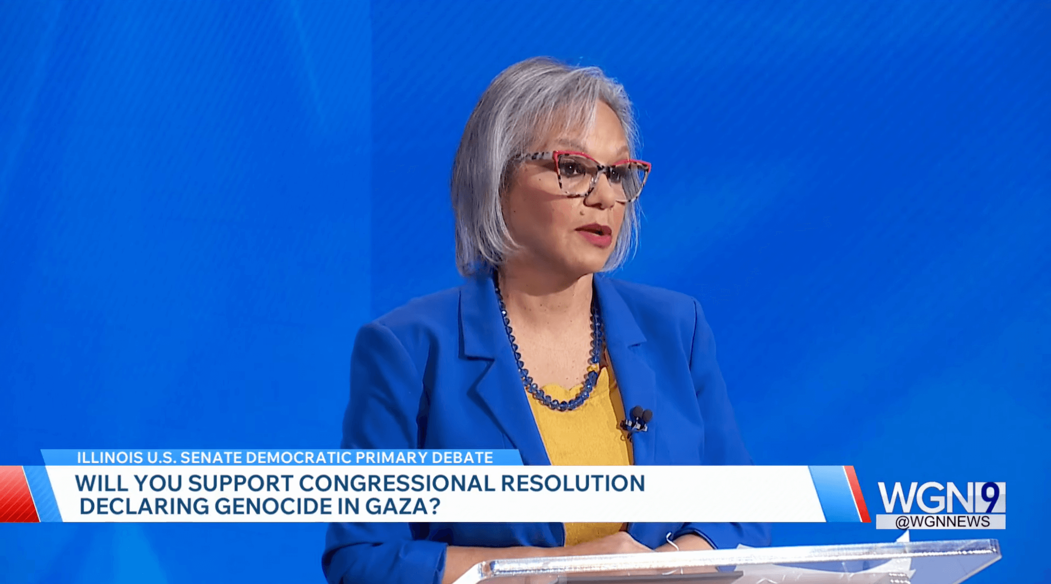 “Every candidate on stage tonight had the opportunity to condemn genocide in Gaza,” Rep. Robin Kelly wrote after the debate. “I’m the only one who did.”