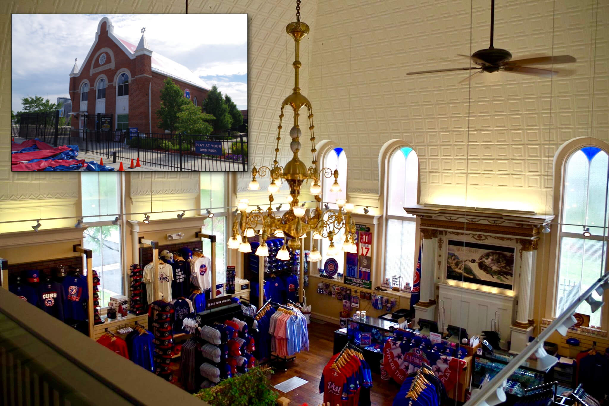 An Orthodox synagogue building dating to 1901 has been restored and is now a gift shop at a minor league ballpark in South Bend, Indiana. It is known as the Ballpark Synagogue and is on the National Register of Historic Places.