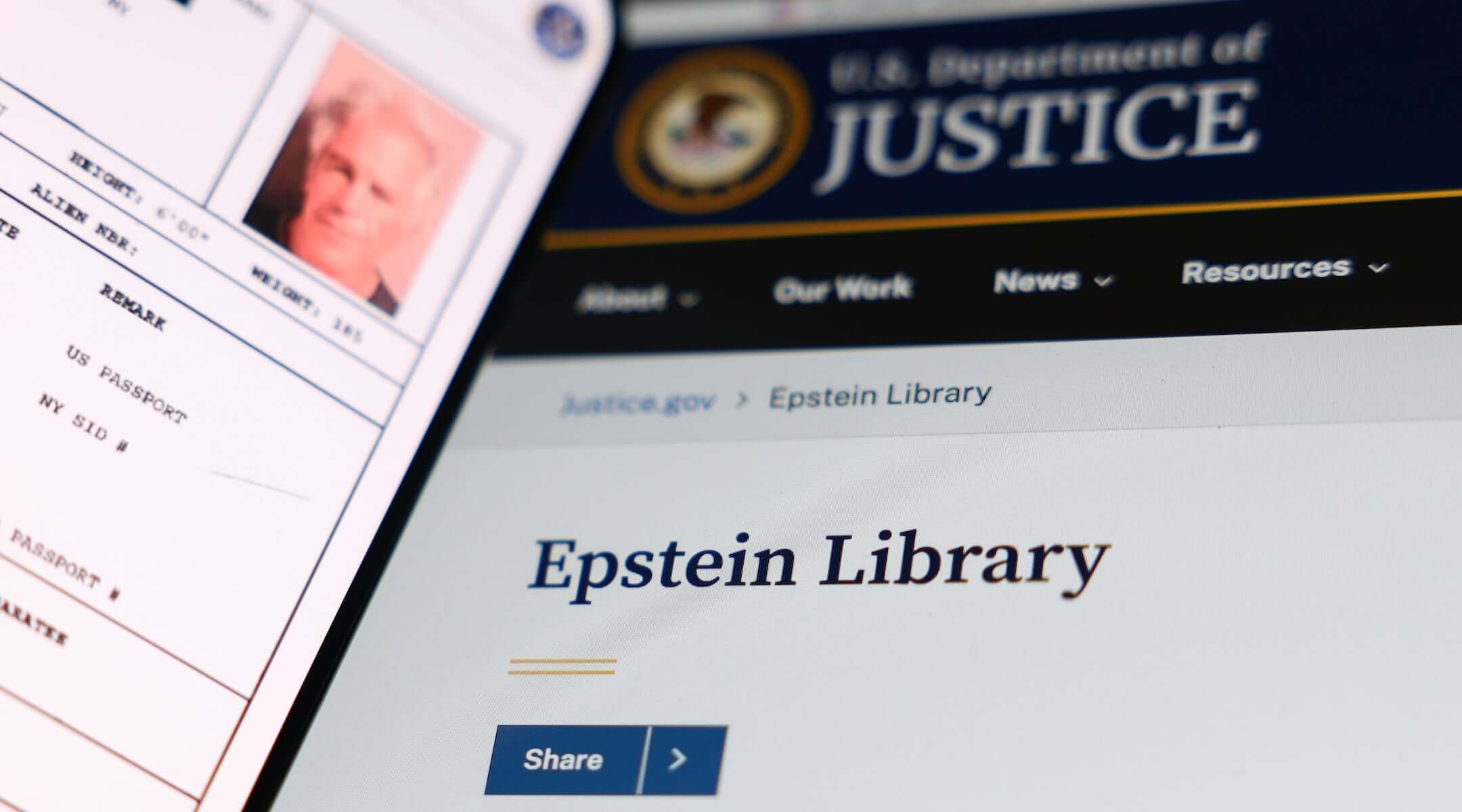 An image of the Epstein Library on the Department of Justice website taken in Krakow, Poland on Feb. 4, 2026. 