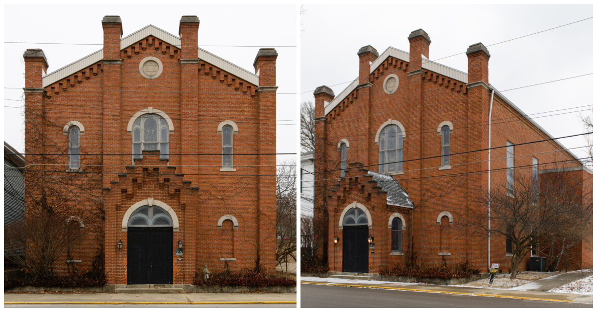 Ahavas Achim was founded in 1849 in Lafayette, Indiana. It moved into this building in 1867. It moved out in 1969.