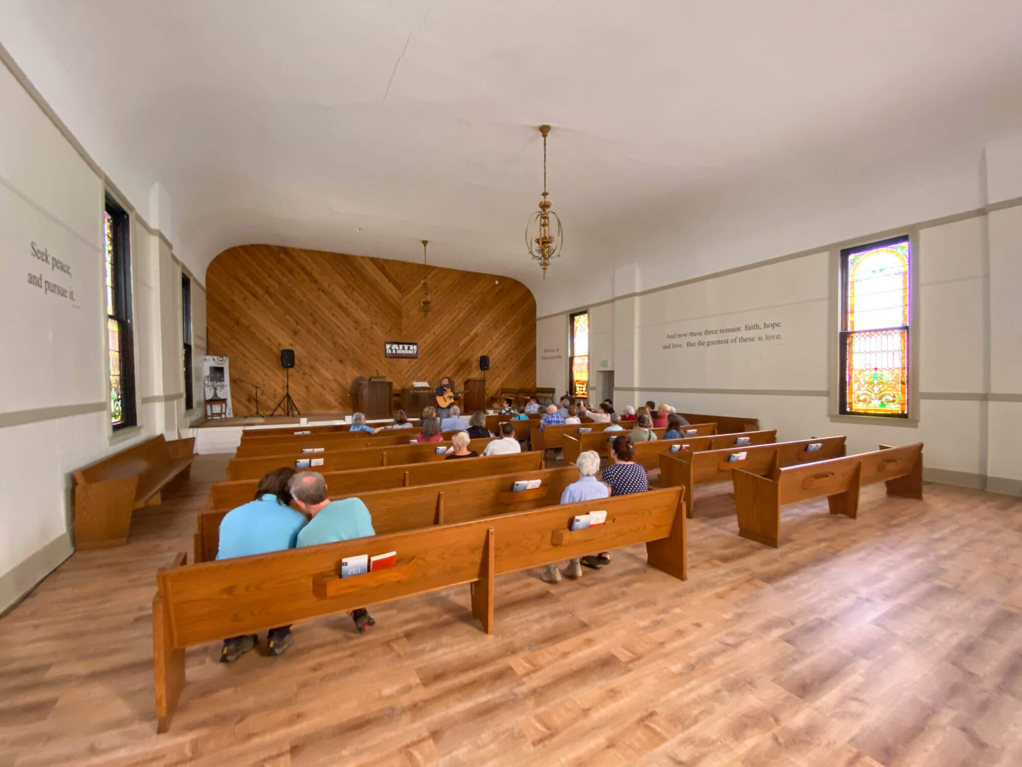 The sanctuary in the building as it looks today in Lafayette, Indiana.
