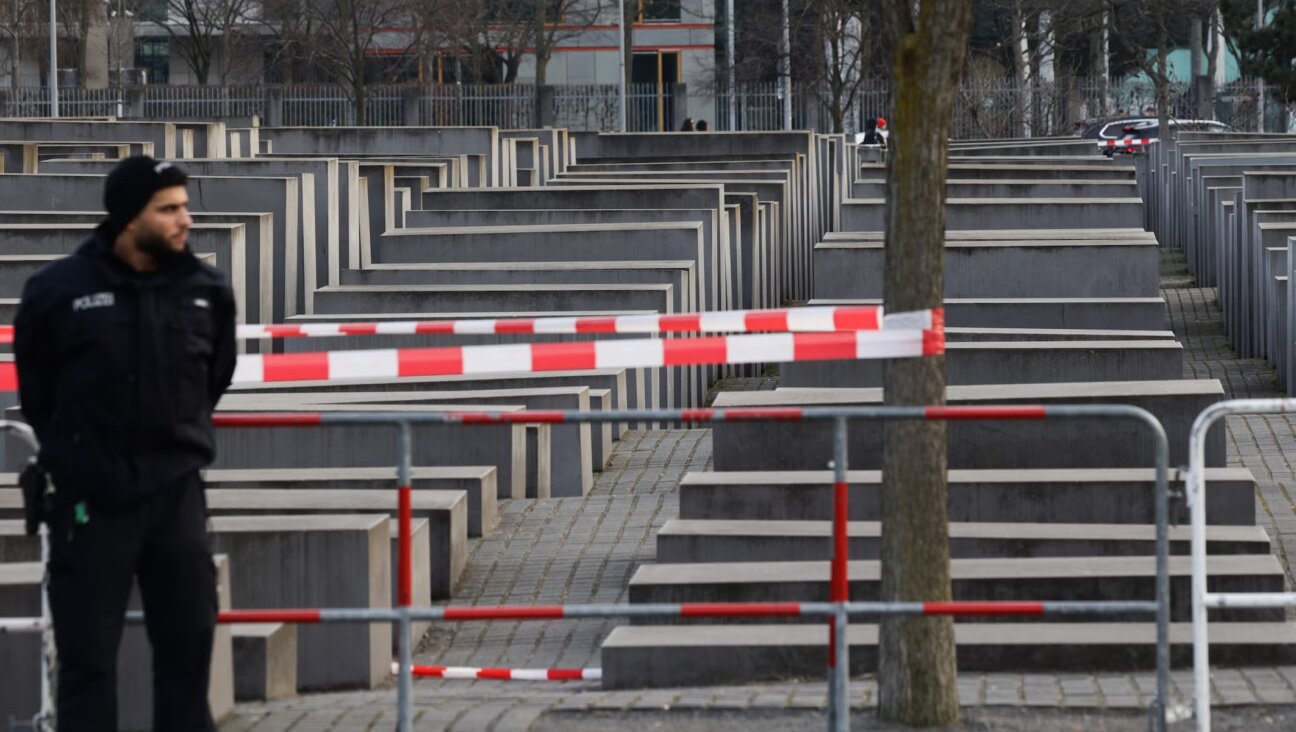 Police officers are seen near the Holocaust Memorial a day after stabbing in Berlin, Germany on February 22, 2025. 
