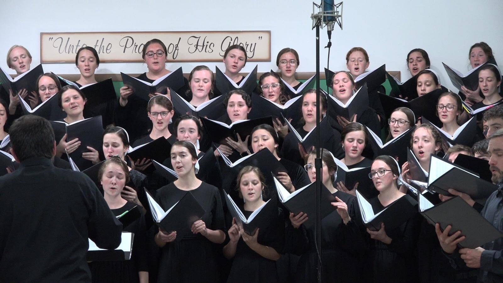 The a cappella choir of Amish Mennonite students from Calvary Bible School in Calico Rock, Arkansas.
