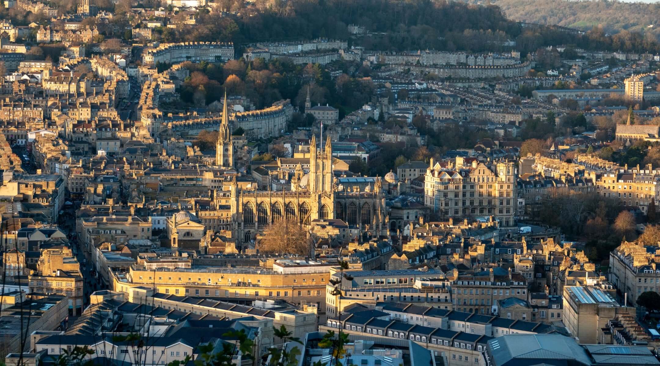 A bird’s eye view of the ancient Roman city of Bath, England. (Matt Cardy/Getty Images)
