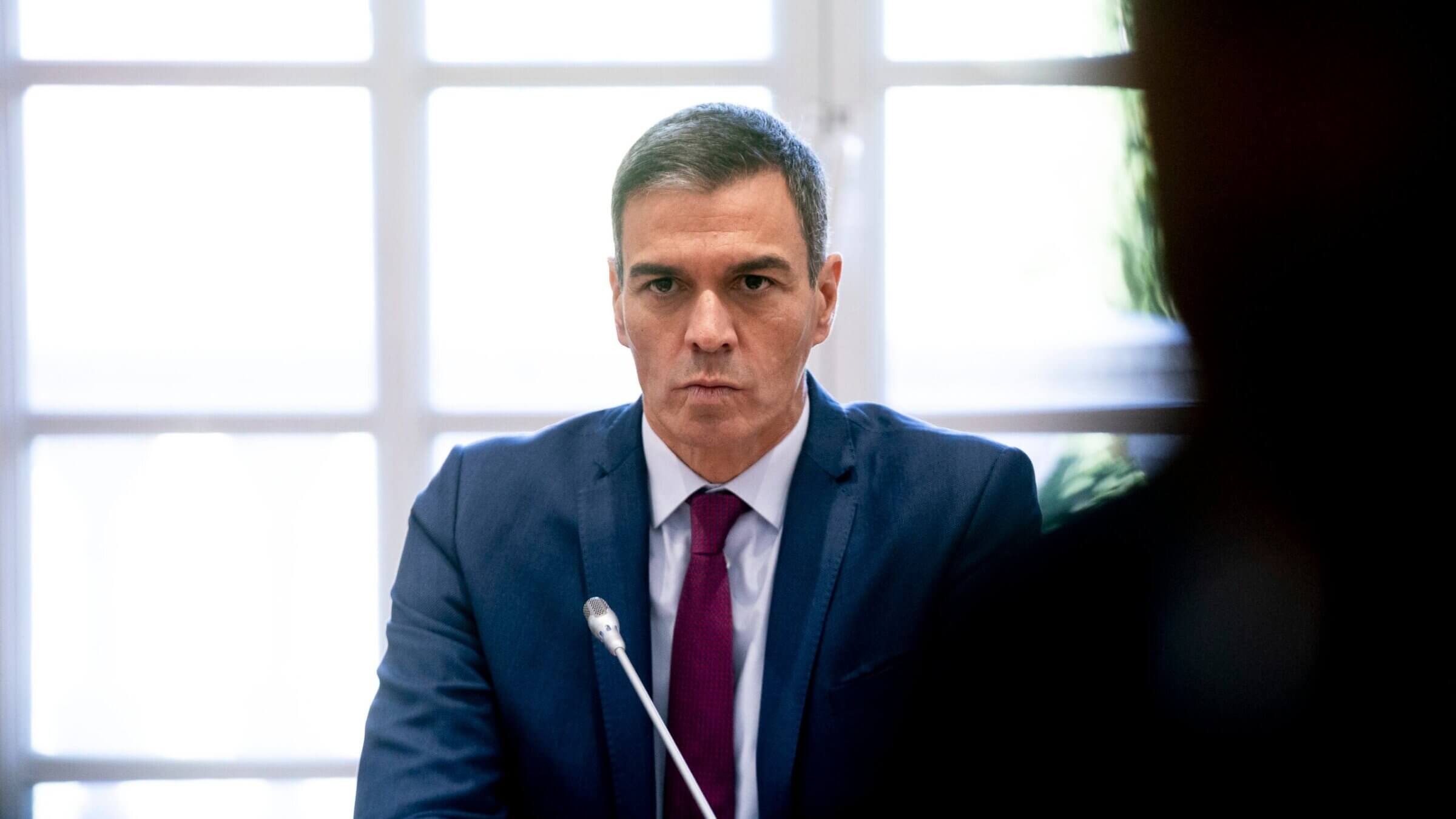 Spanish Prime Minister Pedro Sanchez meets with Arab and European ministers to discuss “the implementation of the two-state solution” at the Moncloa Palace in Madrid, Spain, Sept. 13, 2024.