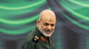 Ahmad Vahidi, then deputy commander of Iran's Islamic Revolutionary Guard Corps, arrives at the sixth anniversary of Qassem Soleiman's killing at Tehran's Musalla. Soleimani, the former commander of the Quds Force of the IRGC, was killed in 2020 in a U.S. missile strike in Iraq. 