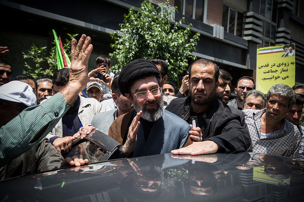 Mojtaba Khamenei, center, at the annual Quds Day rally in Tehran in May 2019.