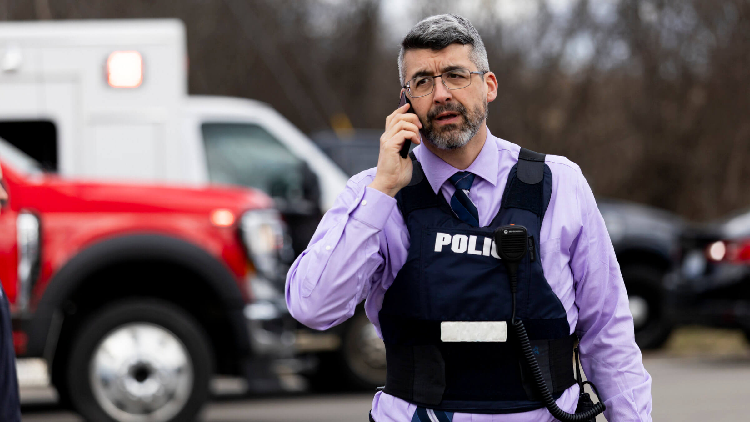 Law enforcement respond near Temple Israel following reports of an active shooter on March 12, 2026 in West Bloomfield, Michigan. 