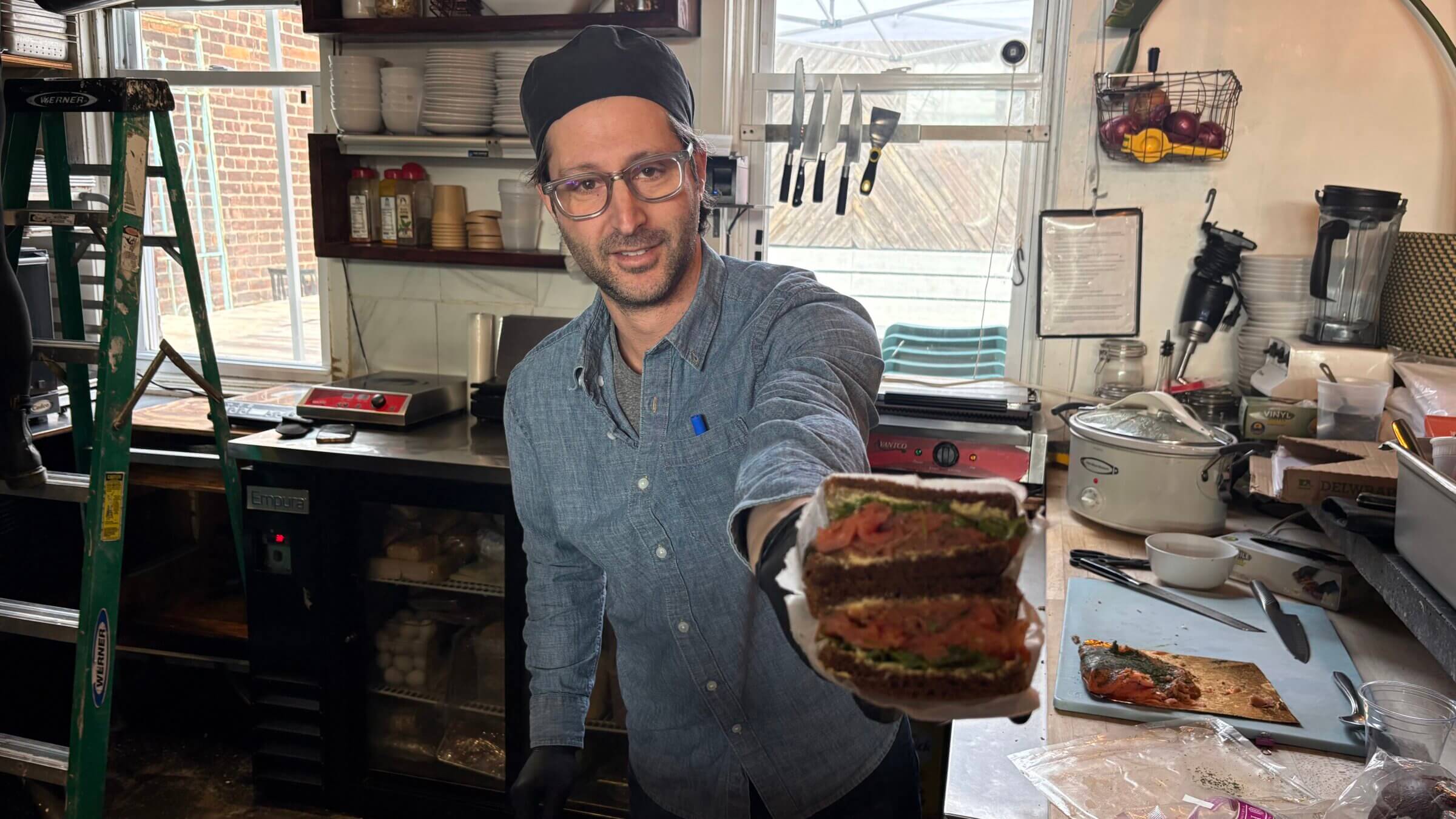 47-year-old Jason Stahl operates his food business under the name Hank Schwartz’s Delicatessen and Appetizing, cooking out of a ghost kitchen in Jersey City.