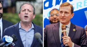 Collage photo — Brad Lander (L) and Rep. Dan Goldman (R). 