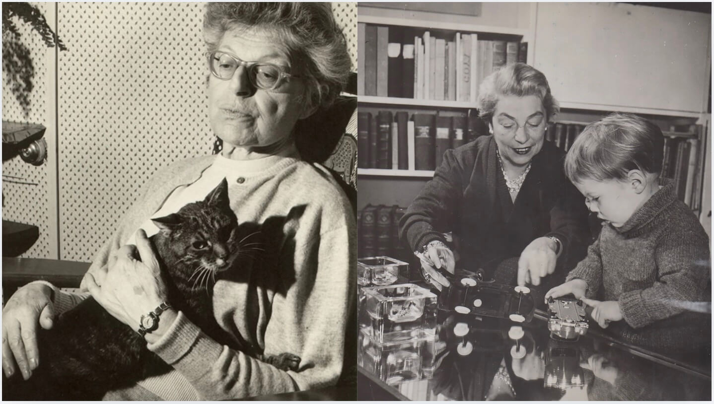 From Left: Marcelle Ségal with her cat; Marcelle Auclair with her grandson Jean-Victor.