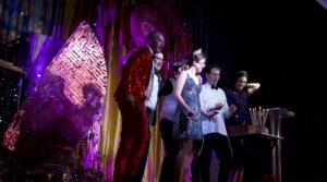 Clergy of Congregation Shearith Israel in Texas perform the annual Purim spiel on March 1, 2026.