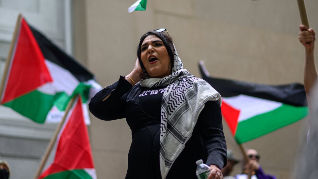 Nerdeen Kiswani speaks during a protest commemorating Nakba Day on May 15, 2025 in the Brooklyn borough of New York City.