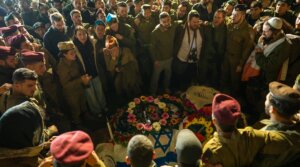 People gather for the funeral of Stg. Moshe Itzhak Hacohen Katz, 22, on March 29, 2026 in Jerusalem. (Erik Marmor/Getty Images)