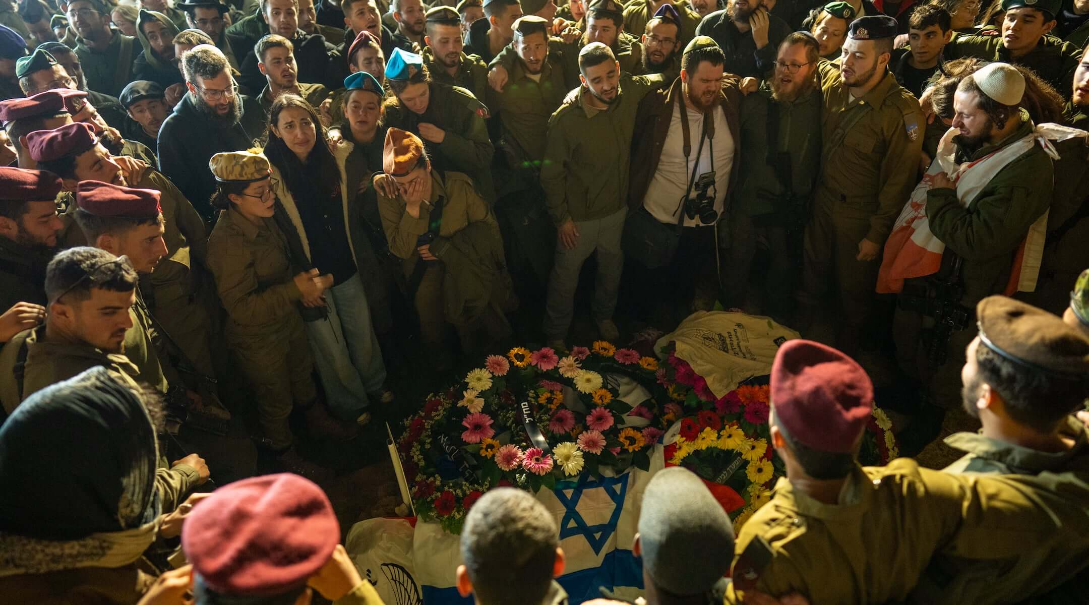 People gather for the funeral of Stg. Moshe Itzhak Hacohen Katz, 22, on March 29, 2026 in Jerusalem. (Erik Marmor/Getty Images)