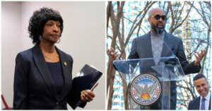 Rep. Valerie Foushee, left, and Rev. Frederick Haynes III.