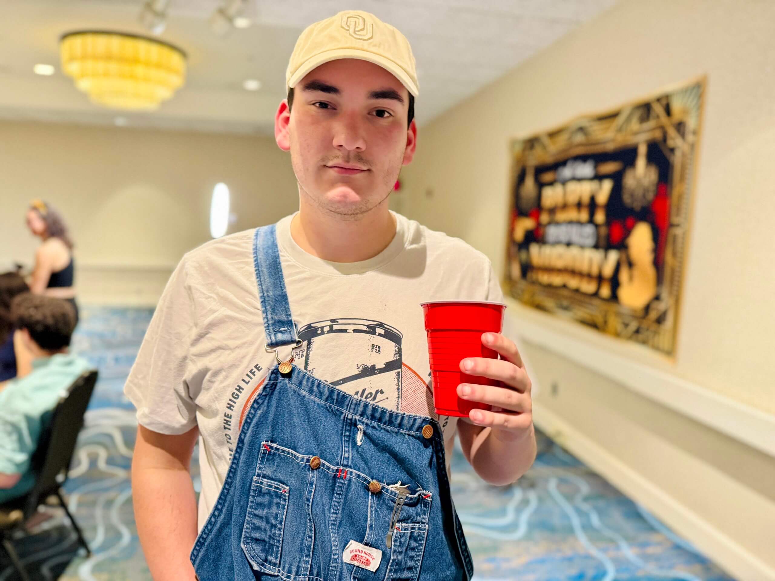 Jacob Parra, the Tulsa federation’s director of public affairs, at a Purim-themed costume dinner.